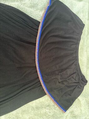 Pitusa Black INCA Coverup MAXI dress with Blue and Multicolor flounce Trim